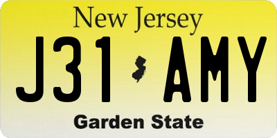 NJ license plate J31AMY