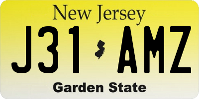 NJ license plate J31AMZ