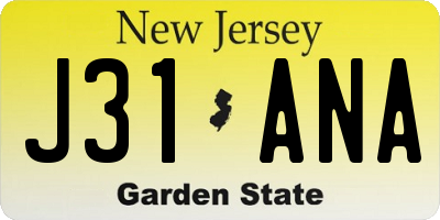 NJ license plate J31ANA