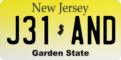 NJ license plate J31AND