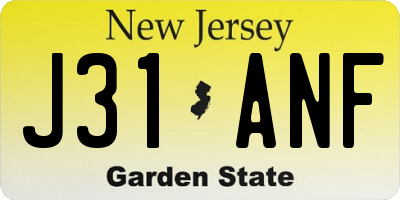 NJ license plate J31ANF