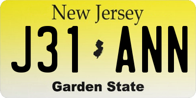 NJ license plate J31ANN