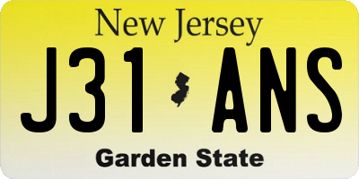 NJ license plate J31ANS