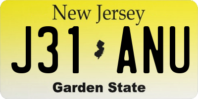 NJ license plate J31ANU