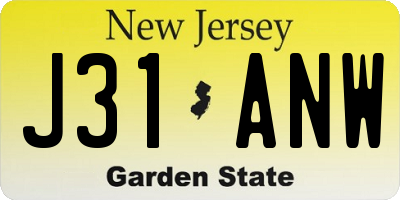 NJ license plate J31ANW