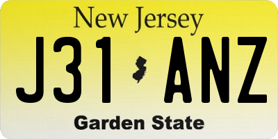 NJ license plate J31ANZ