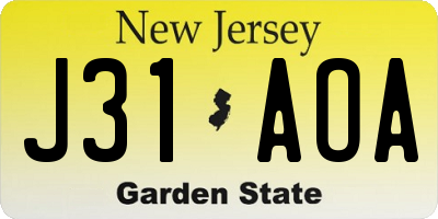 NJ license plate J31AOA