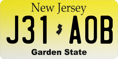 NJ license plate J31AOB