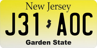 NJ license plate J31AOC