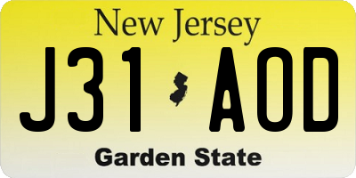 NJ license plate J31AOD