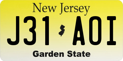 NJ license plate J31AOI