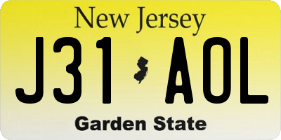 NJ license plate J31AOL