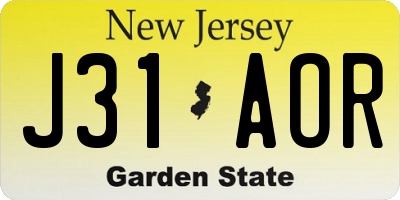 NJ license plate J31AOR