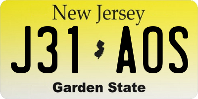 NJ license plate J31AOS