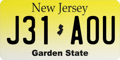 NJ license plate J31AOU