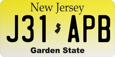 NJ license plate J31APB