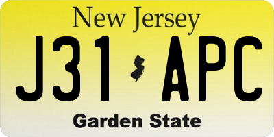 NJ license plate J31APC