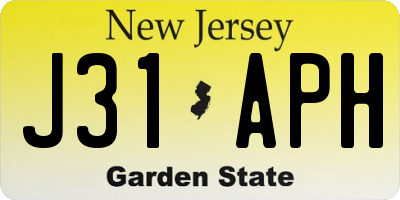 NJ license plate J31APH