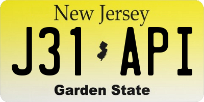NJ license plate J31API