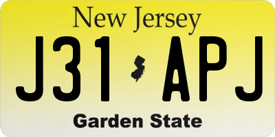 NJ license plate J31APJ