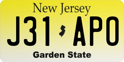 NJ license plate J31APO
