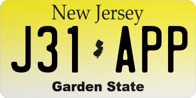 NJ license plate J31APP