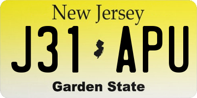 NJ license plate J31APU