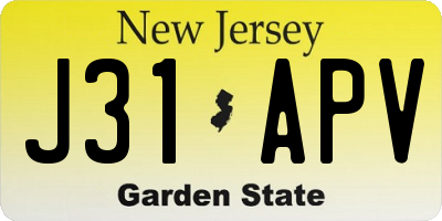 NJ license plate J31APV