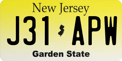 NJ license plate J31APW