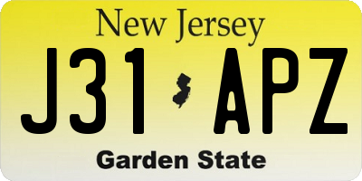 NJ license plate J31APZ