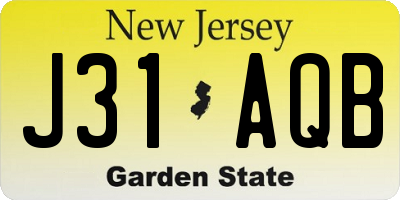 NJ license plate J31AQB
