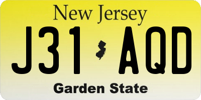 NJ license plate J31AQD