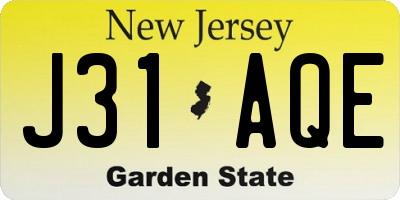 NJ license plate J31AQE