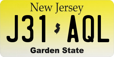 NJ license plate J31AQL