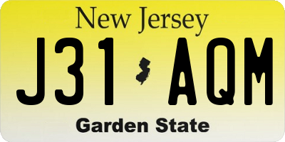 NJ license plate J31AQM