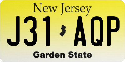 NJ license plate J31AQP