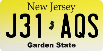 NJ license plate J31AQS
