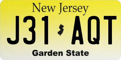 NJ license plate J31AQT