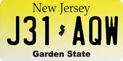 NJ license plate J31AQW