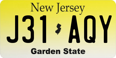 NJ license plate J31AQY