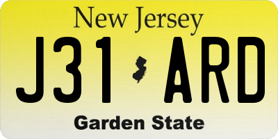 NJ license plate J31ARD