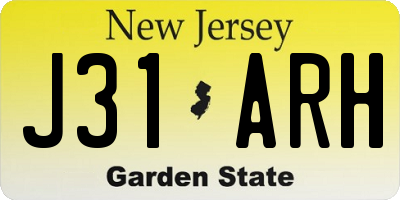 NJ license plate J31ARH