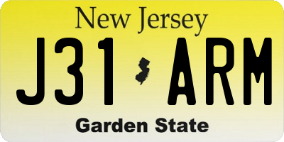 NJ license plate J31ARM