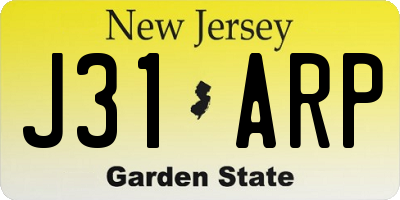 NJ license plate J31ARP