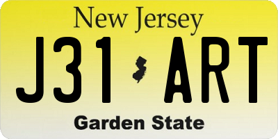 NJ license plate J31ART