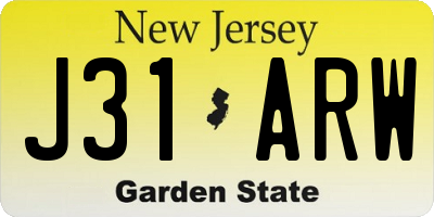 NJ license plate J31ARW