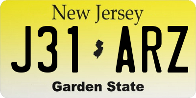 NJ license plate J31ARZ