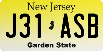 NJ license plate J31ASB