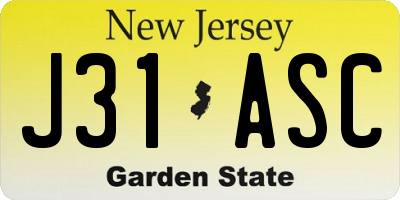 NJ license plate J31ASC