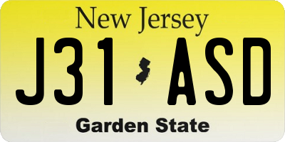 NJ license plate J31ASD